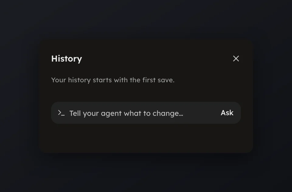The History page with a checkpoint row and the now card