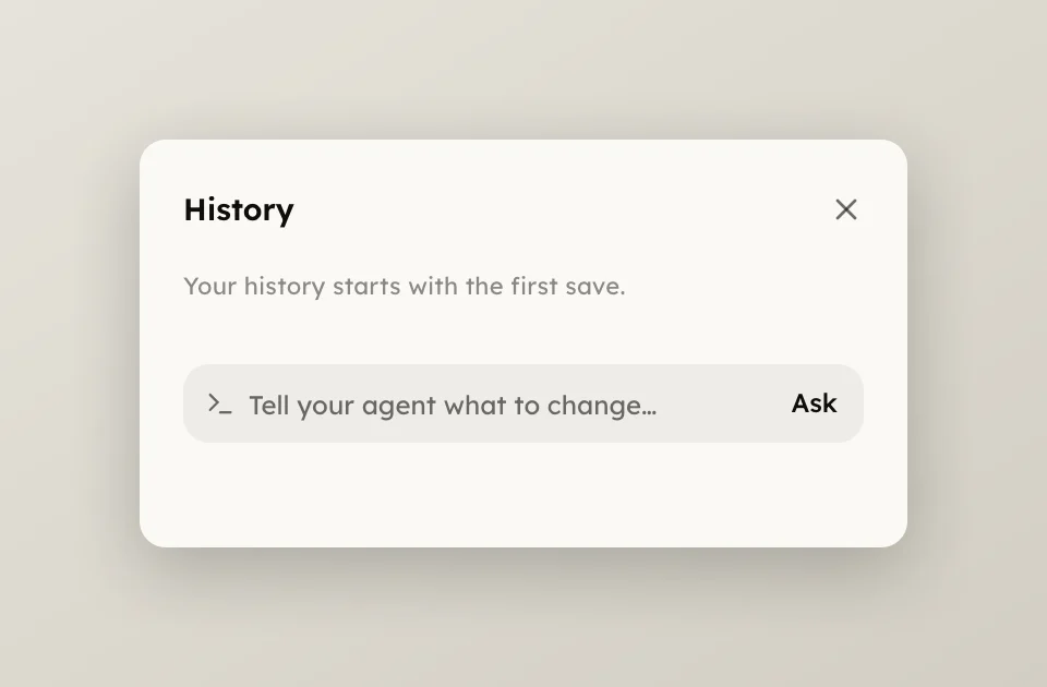The History page with a checkpoint row and the now card