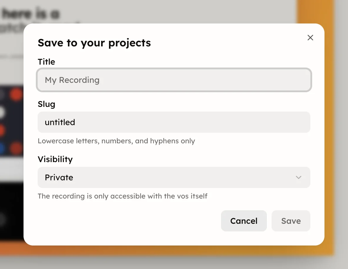 The Save to your projects dialog