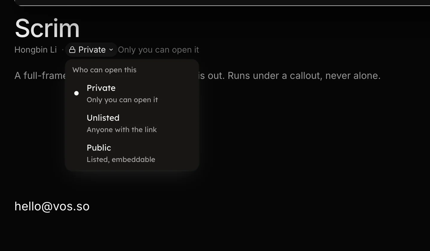The Who can open this menu with Private, Unlisted and Public