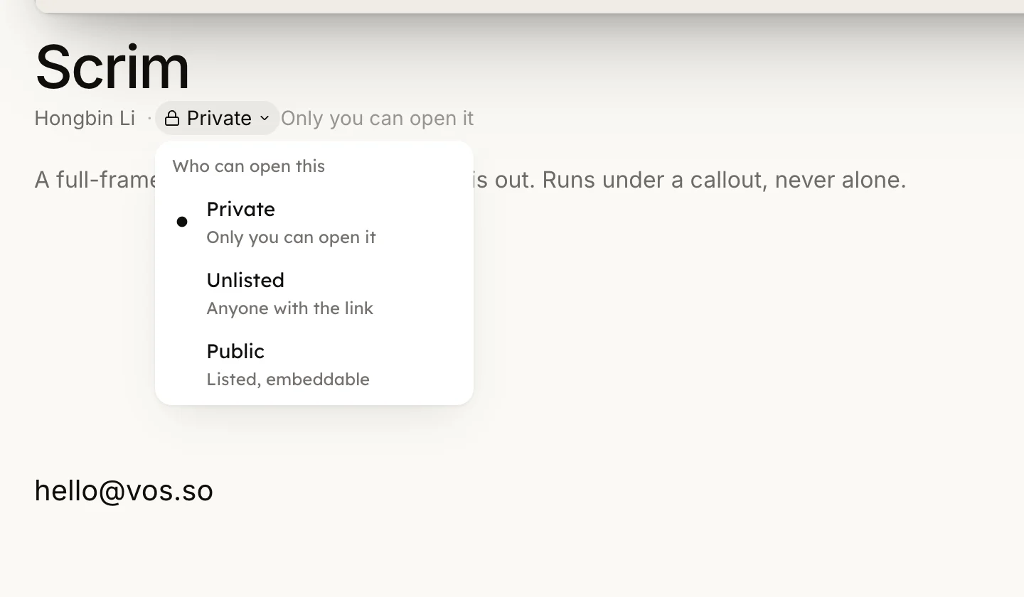 The Who can open this menu with Private, Unlisted and Public